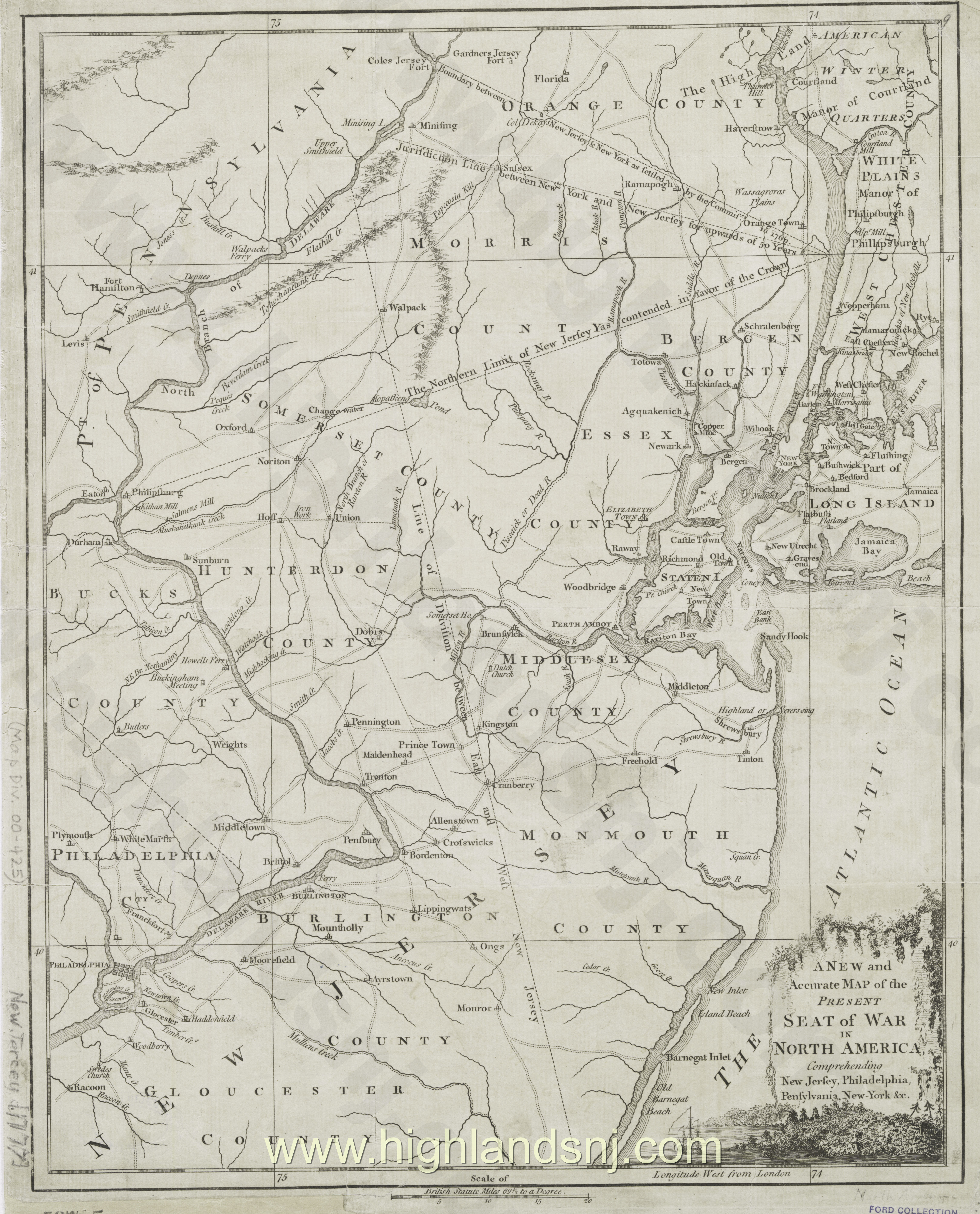 New and accurate map of the present seat of war in North America